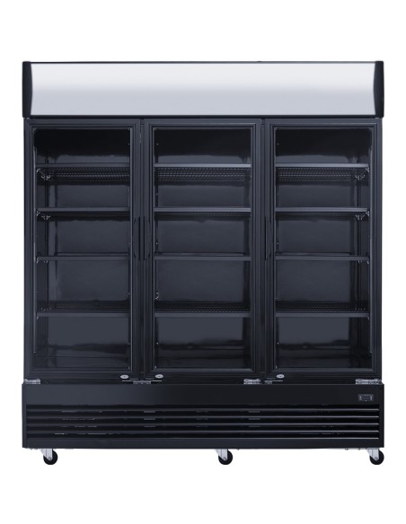 Commercial Bottle cooler 1300 litres Ventilated cooling 3 hinged doors Black | Stalwart DA- LG1300BFBLACK