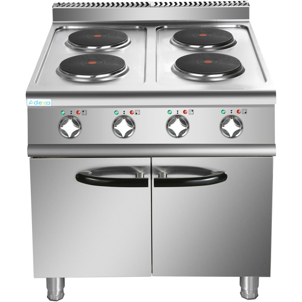 Commercial Electric Cooker 4 Burners with Cabinet Base 8kW 700mm Depth | Stalwart DA-HRQ712