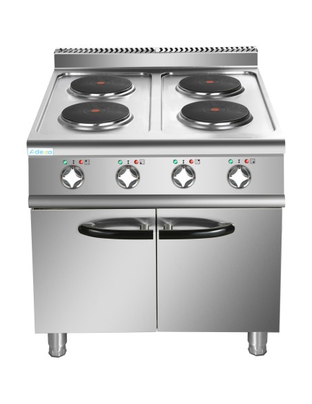 Commercial Electric Cooker 4 Burners with Cabinet Base 8kW 700mm Depth | Stalwart DA-HRQ712