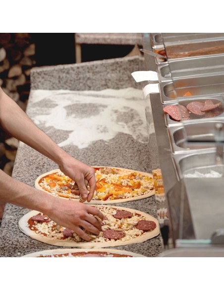 Pizza Prep Counter 2 doors 7 drawers Granite top Refrigerated Counter top Salad 9 x GN1/3 Depth 800mm | Stalwart PZ46+PT36