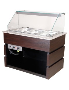 Professional Bain Marie Showcase 3xGN1/1 with Wooden Panels | Stalwart DA-CMB711