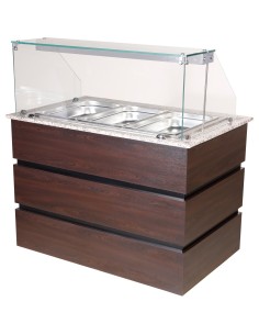 Professional Bain Marie Showcase 3xGN1/1 with Wooden Panels | Stalwart DA-CMB711 2