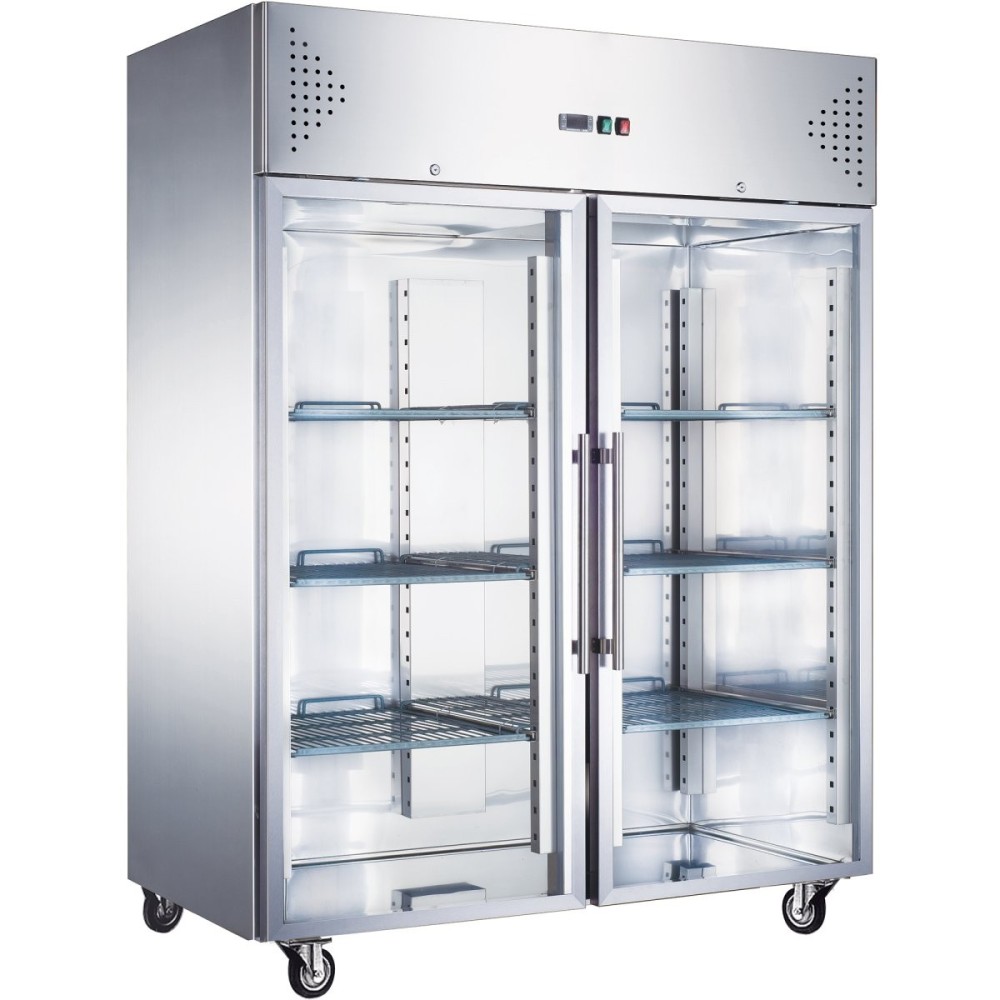 Commercial Freezer Upright cabinet Stainless steel 1200 litres Twin glass doors Ventilated cooling | Stalwart DA-F1200VGLASS