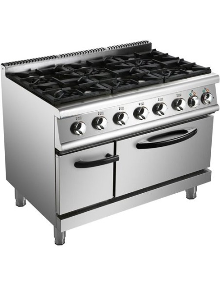 Professional Gas range 6 burners 45kW Electric Oven 5.8kW 700mm Depth | Stalwart DA-ADX776A