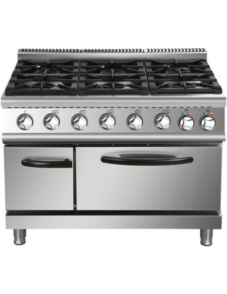 Professional Gas range 6 burners 45kW Electric Oven 5.8kW 700mm Depth | Stalwart DA-ADX776A