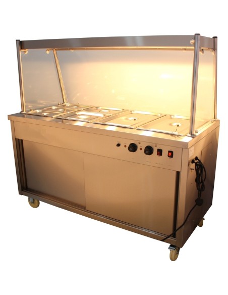 Mobile Food Service Counter with Bain Marie Top and Hot Cupboard | Stalwart DA-HYH4WS