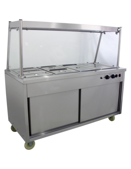 Mobile Food Service Counter with Bain Marie Top and Hot Cupboard | Stalwart DA-HYH4WS