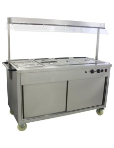 Mobile Bain Marie top Hot Cupboard with Heated Sneeze Guard | Stalwart DA-YH4W