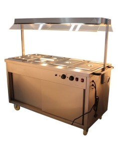 Mobile Bain Marie top Hot Cupboard with Heated Sneeze Guard | Stalwart DA-YH4W 2