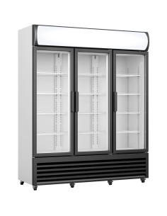 Commercial Display Refrigerator with Triple Hinged Glass door & Canopy 1500 litres Black | Stalwart DA-FCLT180AHA