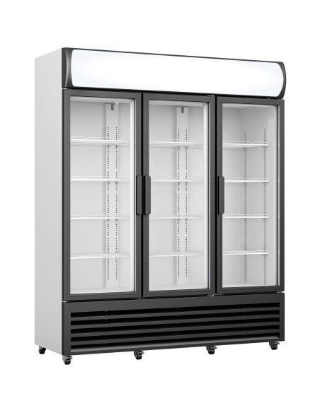 Commercial Display Refrigerator with Triple Hinged Glass door & Canopy 1500 litres Black | Stalwart DA-FCLT180AHA
