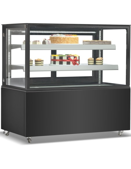 Cake counter Straight front 1800x730x1200mm 2 shelves Black base LED | DA-GN1800R2BLACK