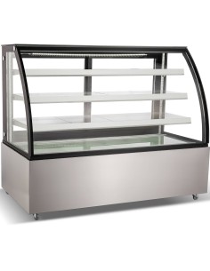 Cake counter Curved front 1800x730x1300mm 3 shelves Stainless steel base LED | DA-GN1800CF3