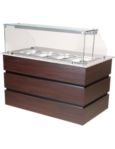 Professional Bain Marie Showcase 4xGN1/1 with Wooden Panels | Stalwart DA-CMB714