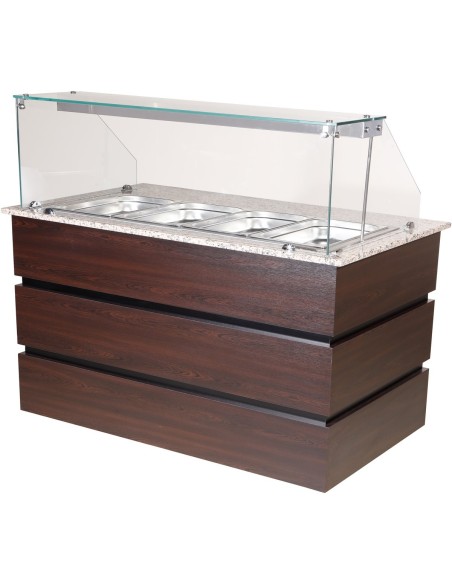 Professional Bain Marie Showcase 4xGN1/1 with Wooden Panels | Stalwart DA-CMB714