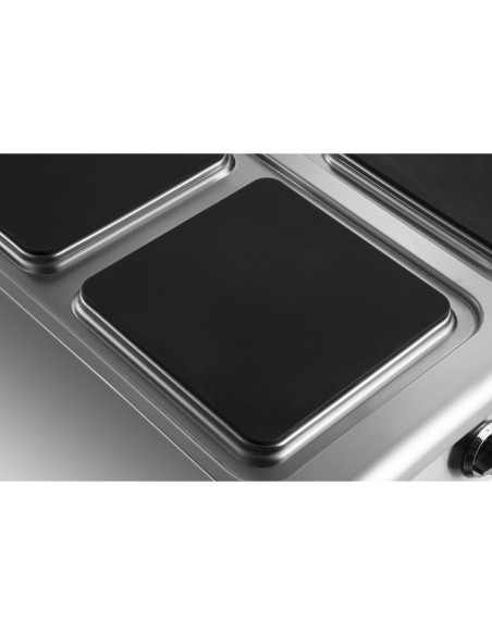 Commercial Electric Cooker 4 Square Burners with Electric Oven 16kW+4.8kW 900mm Depth | Stalwart DA-HSQ912B