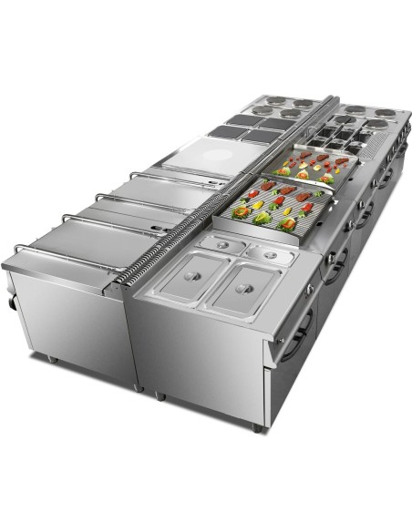 Commercial Electric Cooker 4 Square Burners with Electric Oven 16kW+4.8kW 900mm Depth | Stalwart DA-HSQ912B