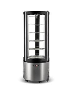 Refrigerated Rotating Round Display Case 360L Stainless Steel Black | Stalwart DA-CL400R1