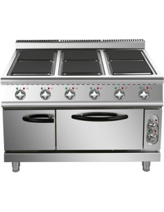 Commercial Electric Cooker 6 Square Burners with Electric Oven 24kW+4.8kW 900mm Depth | Stalwart DA-HSQ962B 2