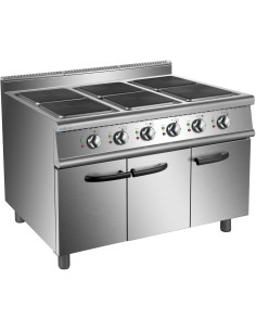 Commercial Electric Cooker Range 6 Square Burners with Cabinet Base 900mm Depth | Stalwart DA-HSQ962C