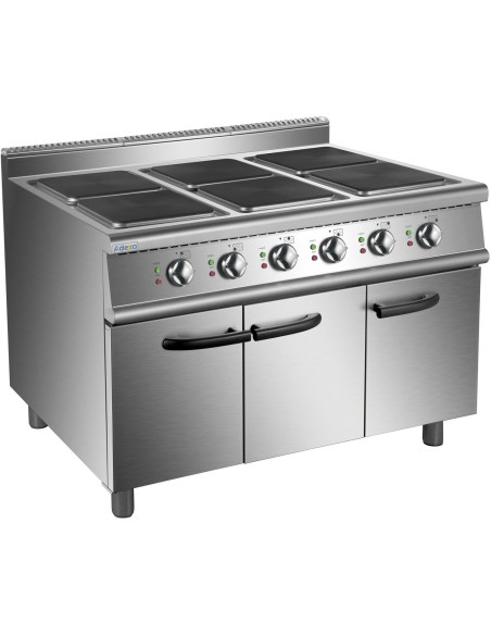 Commercial Electric Cooker Range 6 Square Burners with Cabinet Base 900mm Depth | Stalwart DA-HSQ962C