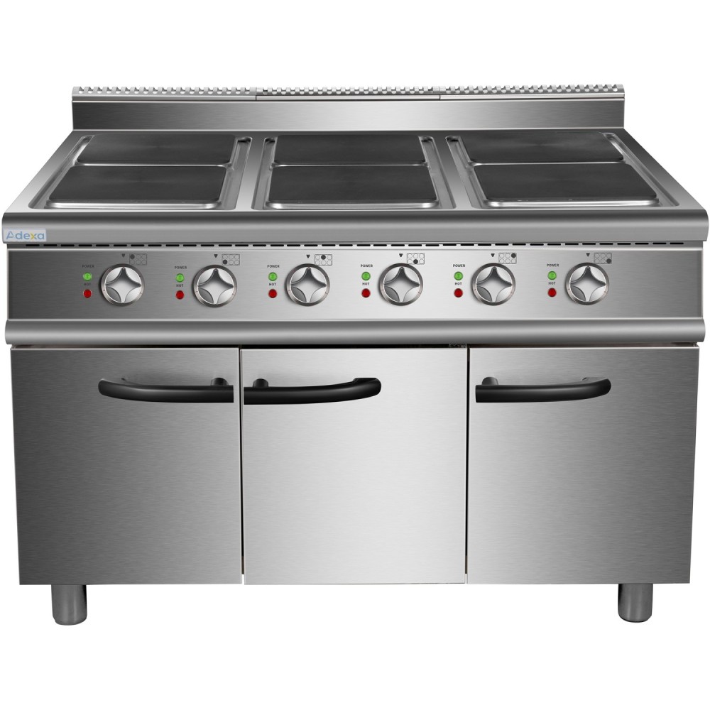 Commercial Electric Cooker Range 6 Square Burners with Cabinet Base 900mm Depth | Stalwart DA-HSQ962C