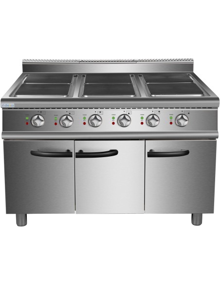 Commercial Electric Cooker Range 6 Square Burners with Cabinet Base 900mm Depth | Stalwart DA-HSQ962C