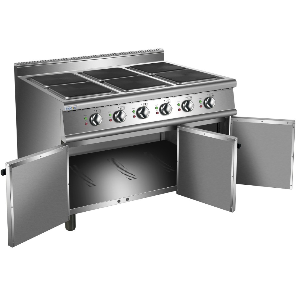 Commercial Electric Cooker Range 6 Square Burners with Cabinet Base 900mm Depth | Stalwart DA-HSQ962C