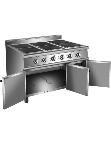 Commercial Electric Cooker Range 6 Square Burners with Cabinet Base 900mm Depth | Stalwart DA-HSQ962C