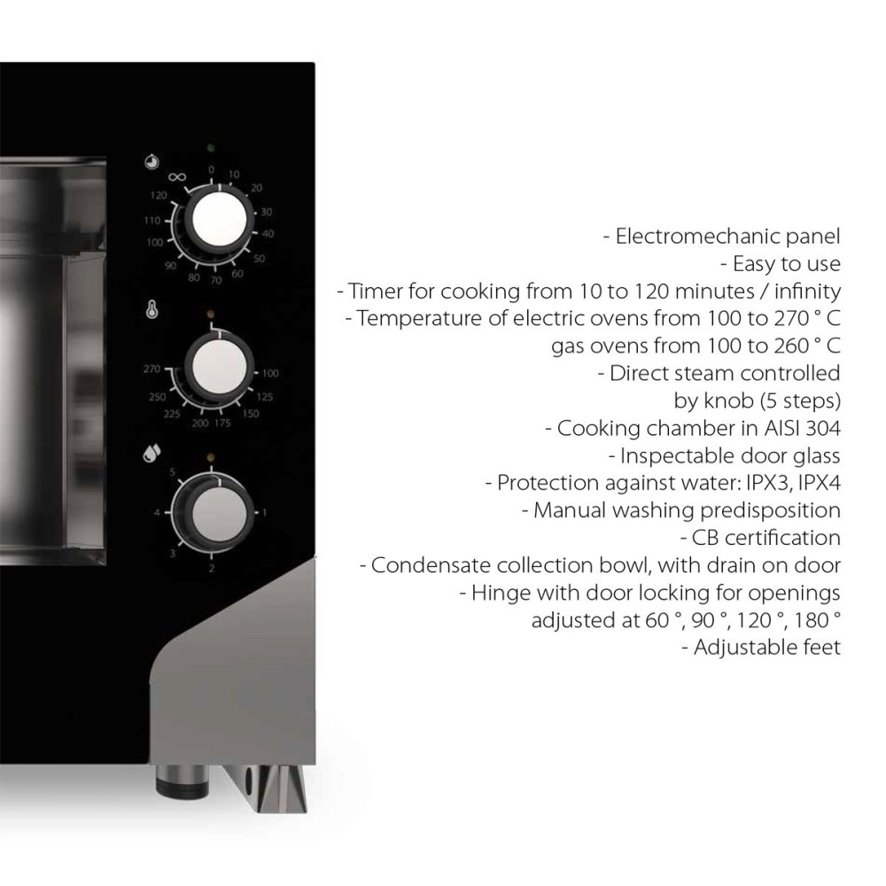 Professional Combi Steamer Electric 6 trays GN1/1 and 600x400mm Electromechanic Controls Direct steam | Tecnoeka MKF