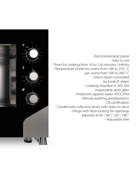 Professional Combi Steamer Electric 6 trays GN1/1 and 600x400mm Electromechanic Controls Direct steam | Tecnoeka MKF