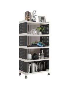 Mobile Plastic Shelving Unit 5 tier Black & Grey  490x290x970mm | Stalwart DA-PP5
