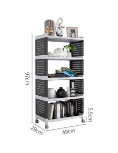 Mobile Plastic Shelving Unit 5 tier Black & Grey  490x290x970mm | Stalwart DA-PP5 2