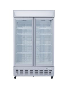 Commercial Display Freezer Upright 950 litres Double Hinged glass door LED canopy Grey | Stalwart DA-SDC1000