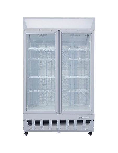 Commercial Display Freezer Upright 950 litres Double Hinged glass door LED canopy Grey | Stalwart DA-SDC1000