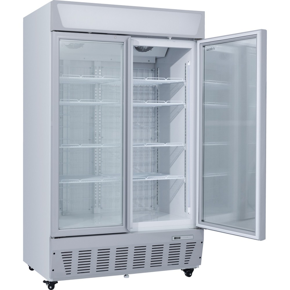 Commercial Display Freezer Upright 950 litres Double Hinged glass door LED canopy Grey | Stalwart DA-SDC1000