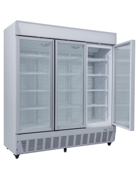 Commercial Display Freezer Upright 1500 litres Triple Hinged glass door LED canopy Grey | Stalwart DA-SDC1500