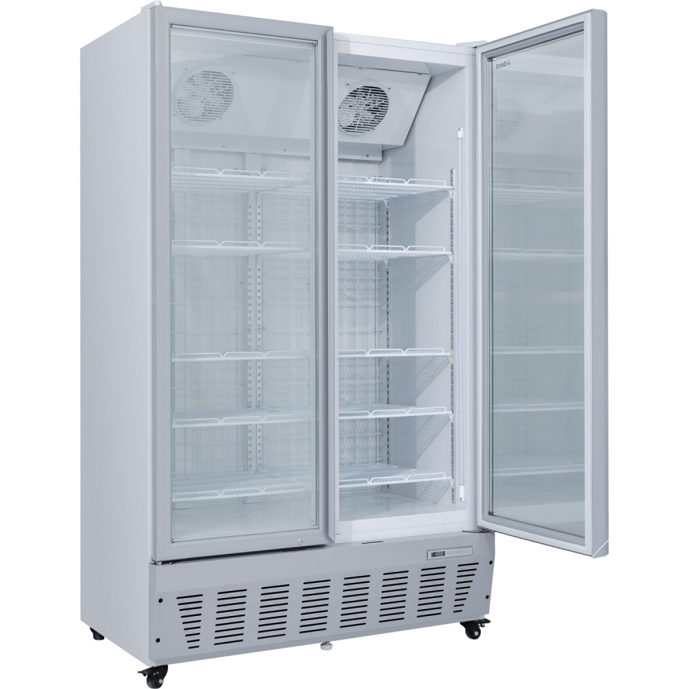 Commercial Freezer Upright 950 litres Double Hinged glass door Grey | Stalwart DA-SDF1000
