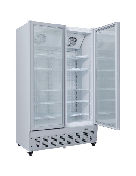 Commercial Freezer Upright 950 litres Double Hinged glass door Grey | Stalwart DA-SDF1000