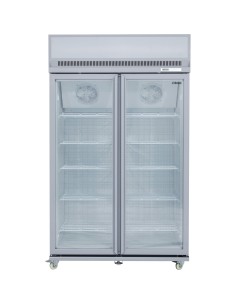 Commercial Display Freezer Upright 1000 litres Double Hinged glass door LED canopy Grey | Stalwart DA-SDM1000