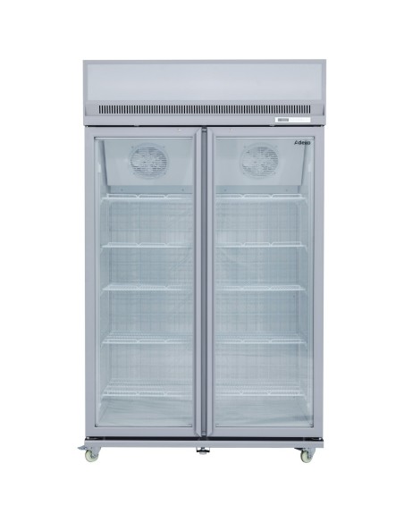 Commercial Display Freezer Upright 1000 litres Double Hinged glass door LED canopy Grey | Stalwart DA-SDM1000