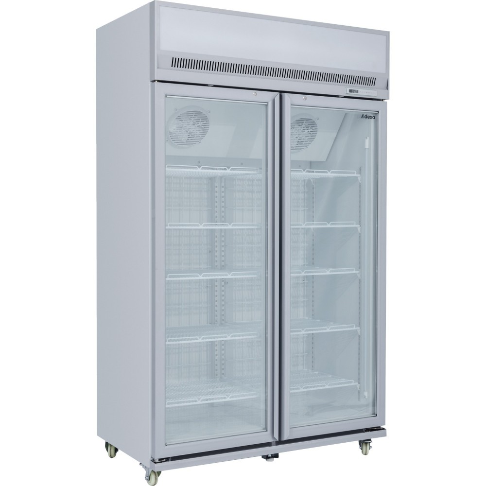 Commercial Display Freezer Upright 1000 litres Double Hinged glass door LED canopy Grey | Stalwart DA-SDM1000