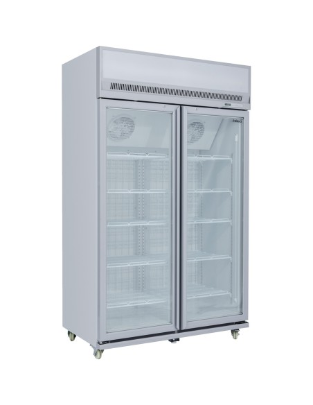 Commercial Display Freezer Upright 1000 litres Double Hinged glass door LED canopy Grey | Stalwart DA-SDM1000