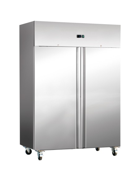 Commercial Refrigerator Upright Cabinet Stainless Steel 1160 Litres Double Door 3 Shelves Static Cooling 1340x810x2010mm | Stalw