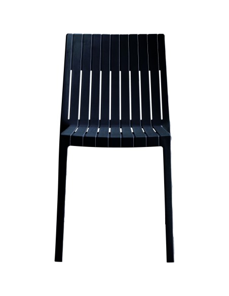 Bistro Dining Chair Slatted Back Polypropylene Indoors &amp Outdoors 400x420x800mm Black | Stalwart DA-P184BLACK