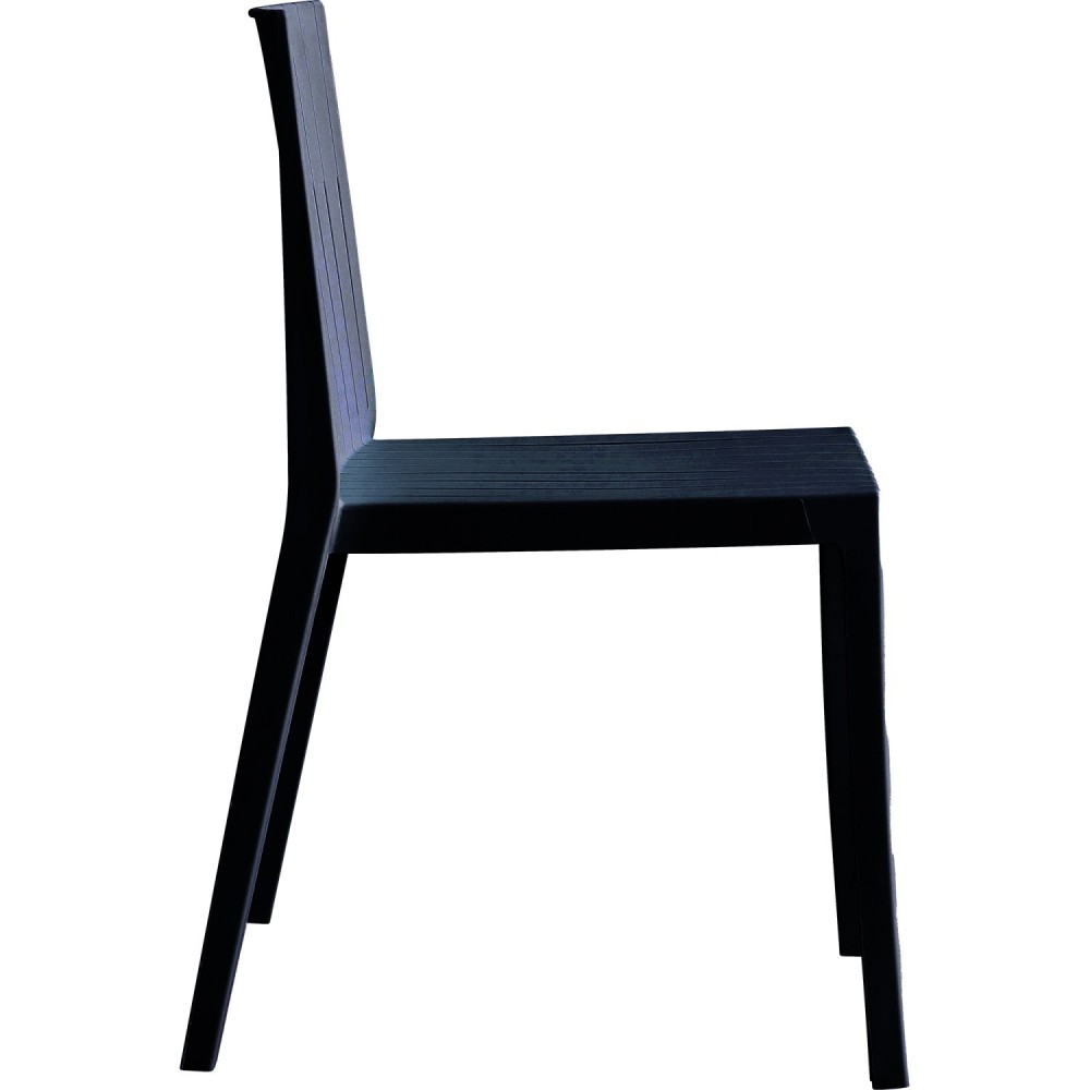 Bistro Dining Chair Slatted Back Polypropylene Indoors &amp Outdoors 400x420x800mm Black | Stalwart DA-P184BLACK