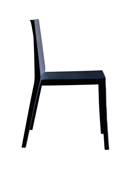 Bistro Dining Chair Slatted Back Polypropylene Indoors &amp Outdoors 400x420x800mm Black | Stalwart DA-P184BLACK