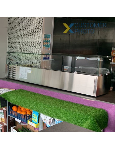 Refrigerated Servery Prep Top 6xGN1/3 1400x395x435mm Glass Top | Stalwart DA-THV1400/380