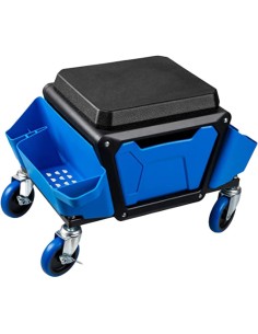 Mobile Rolling Mechanic Stool with Tool Storage Drawer and Side Trays 150kg (330lbs) Capacity 589x269x290mm | Stalwart DA-MW901N