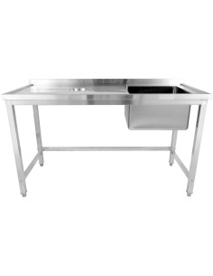 Commercial Single Sink Stainless Steel 1 Bowl to the Right Splashback 1400x600x950mm | Stalwart DA-WHSTD1460R